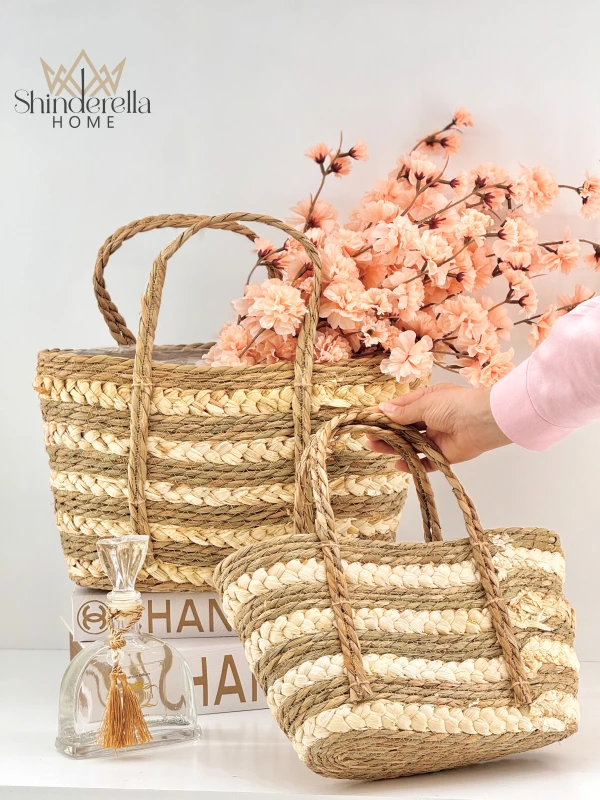 طقم سلات قش قطعتين