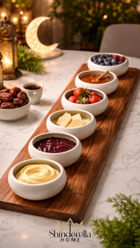 طقم سحور رمضاني(بلاتر خشب كبير +6صحون)