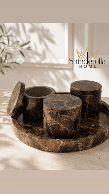 طقم ضيافة (صينية+٣علب) RICH | Italian Marble