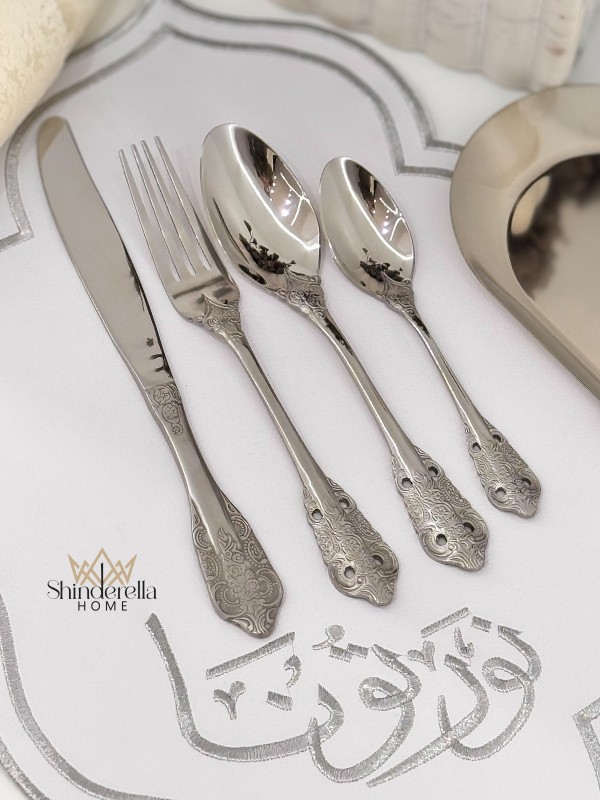 طقم معالق شنتة فضي ستانلس24قطعه