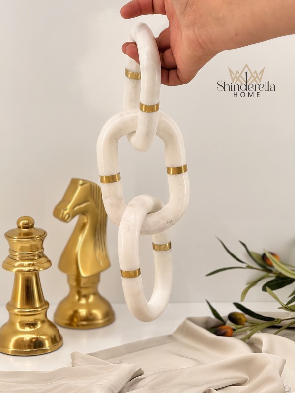 جنزير شايش ذهبي وابيض 35سم