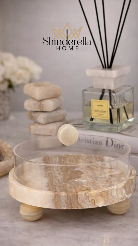 طبق ضيافه رخام إيطالي مع غطاه ✨