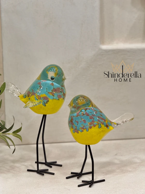 طقم عصافير ديكور زجاج (قطعتين)