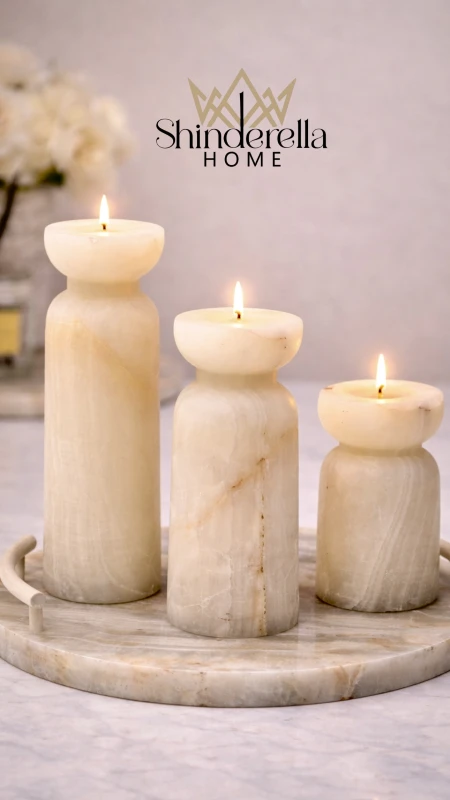 طقم شمعدانات رخام إيطالي   ✨