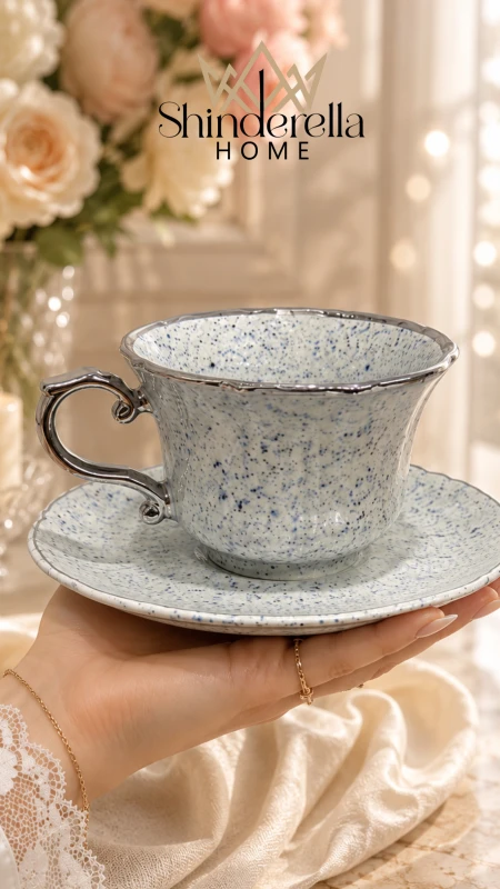 طقم شاي منقط (6كاسات+6صحون) ✨