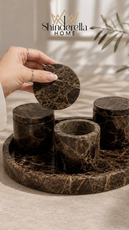طقم ضيافة (صينية+٣علب) RICH | Italian Marble