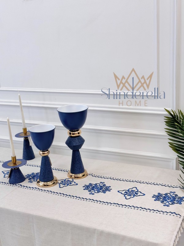 شرشف طاوله نقشة ازرق 180*140 سم