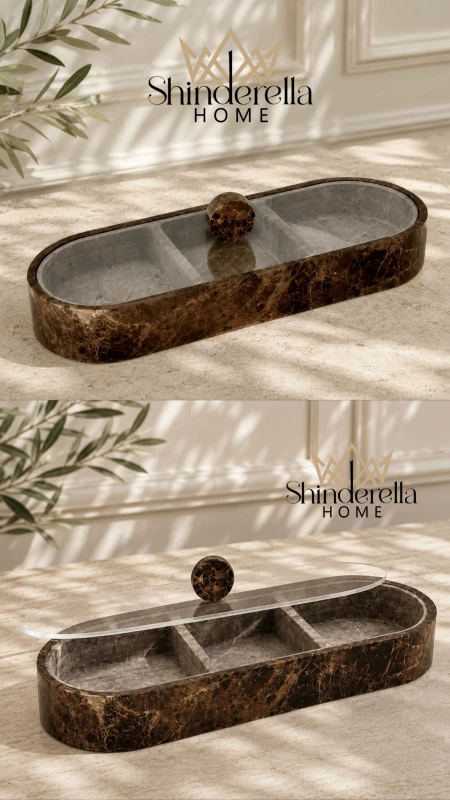 مضيفة مقسم مع غطاه بيضاوي RICH | Italian Marble