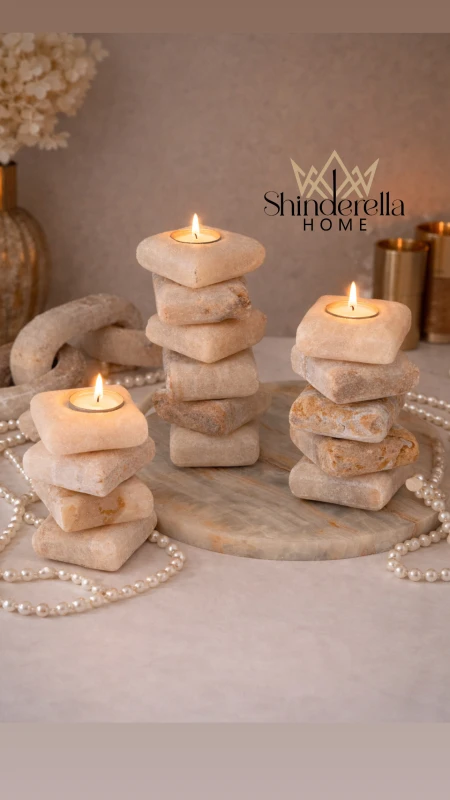 طقم شمعدانات رخام إيطالي   ✨