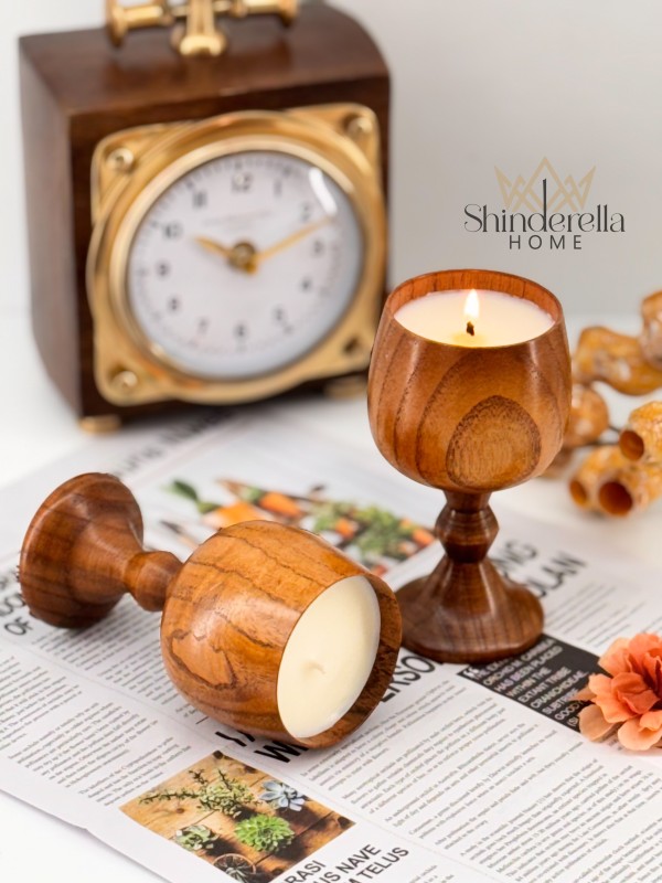 شمعة كاسة خشب