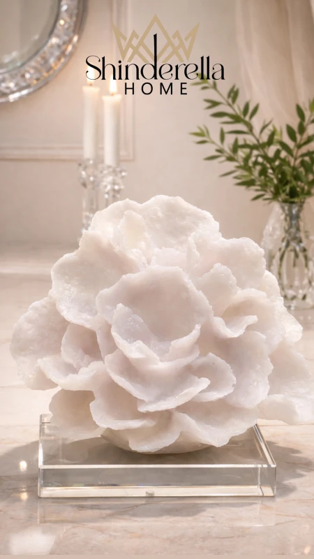 قطعه ديكور مرجان مع قاعده كريستال حجم صغير ✨