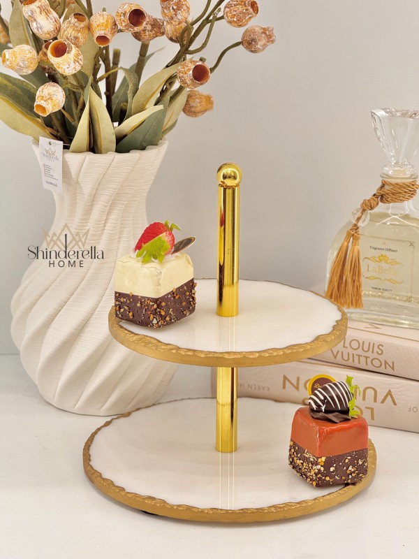 ستاند ضيافة شايش مذهب طبقتين