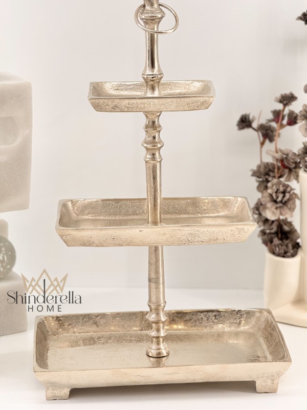 مضيفة نحاس هندي 3 طبقات باللون الفضي