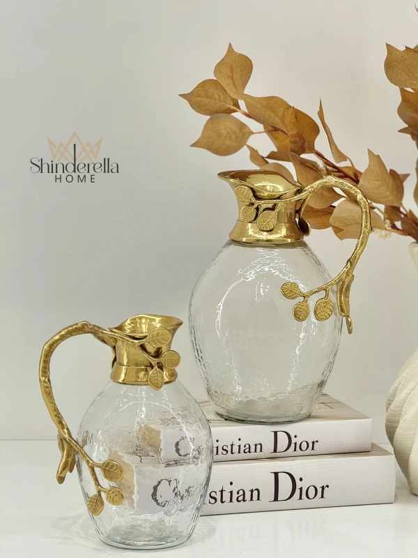 طقم شافات عصير كريستال مذهب