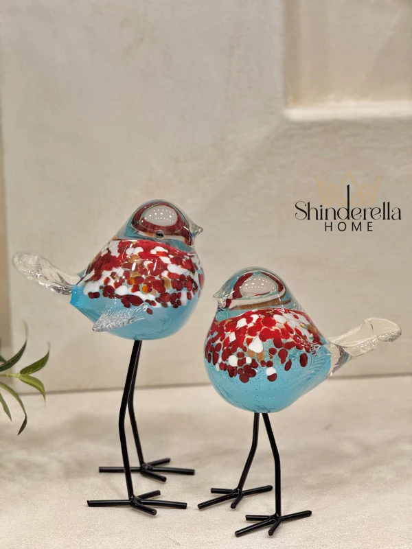 طقم عصافير ديكور زجاج (قطعتين)