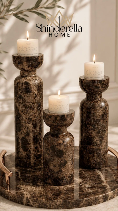 طقم شمعدان 3 قطع ‏RICH | Italian Marble