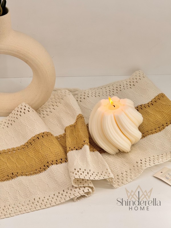 رنر كروشيه بيج و بني 100سم