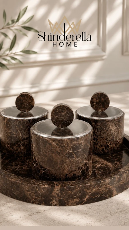 طقم ضيافة (صينية+٣علب) RICH | Italian Marble
