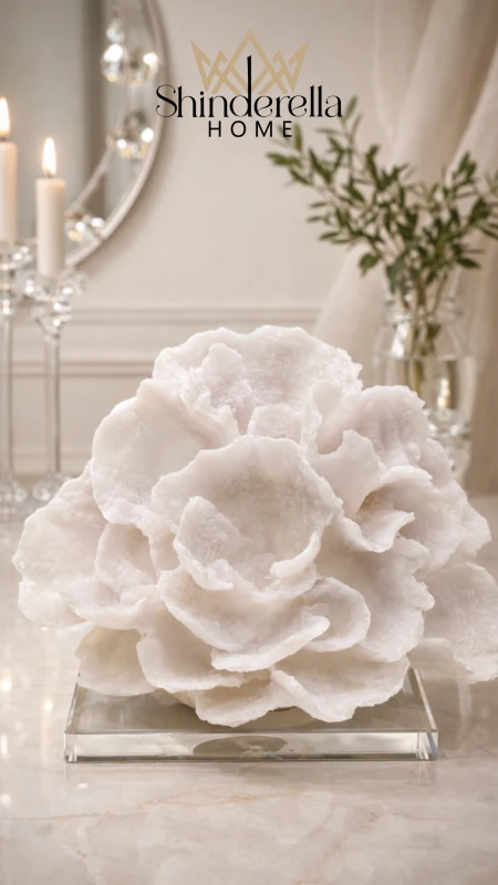 قطعه ديكور مرجان مع قاعده كريستال حجم وسط ✨