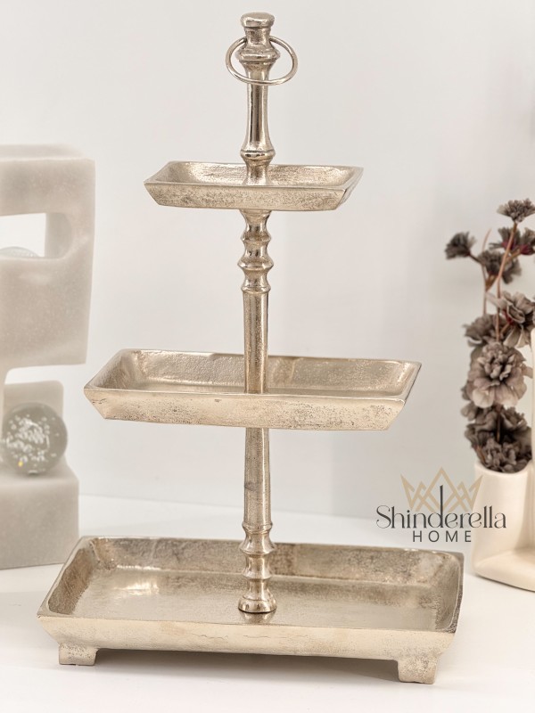مضيفة نحاس هندي 3 طبقات باللون الفضي