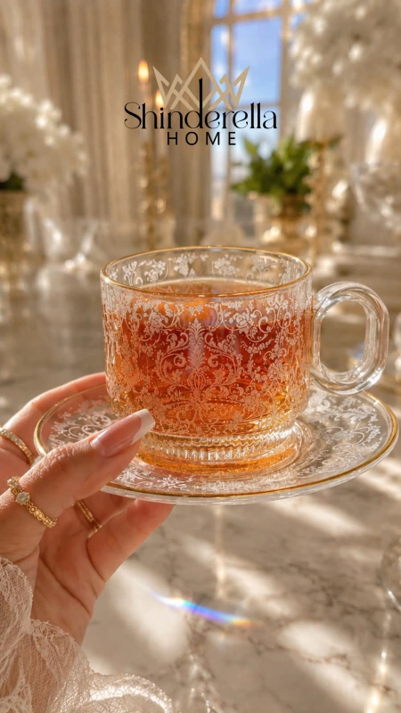 طقم كاسات شاي كريستال MARLYN COLLECTION ✨
